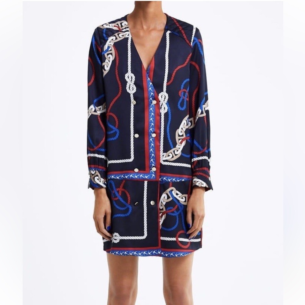 Zara Long Sleeve Dress with Chain Pattern